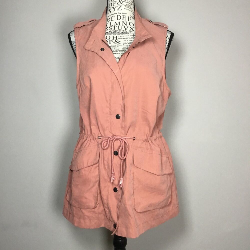 Pinky peach utility silky vest jacket utility camping hiking layering M